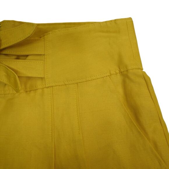 Joie Womens 10 Brenten Linen Blend Shorts in Sulphur Yellow NEW - Picture 4 of 9